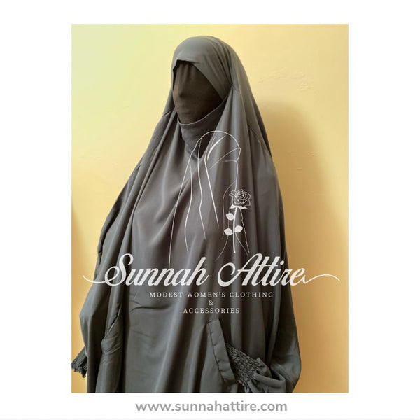 Jilbab | One piece Jilbab | Beryl Teal Jilbab | Jilbab with Pockets | Teal Jilbab