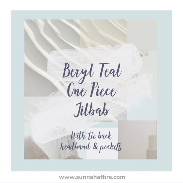 Jilbab | One piece Jilbab | Beryl Teal Jilbab | Jilbab with Pockets | Teal Jilbab