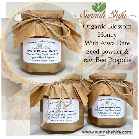 Organic Honey | Organic Blossom Honey | Sunnah Shifa | Ajwa Date Seed Powder | Raw Organic Bee Propolis | Raw Honey | Health