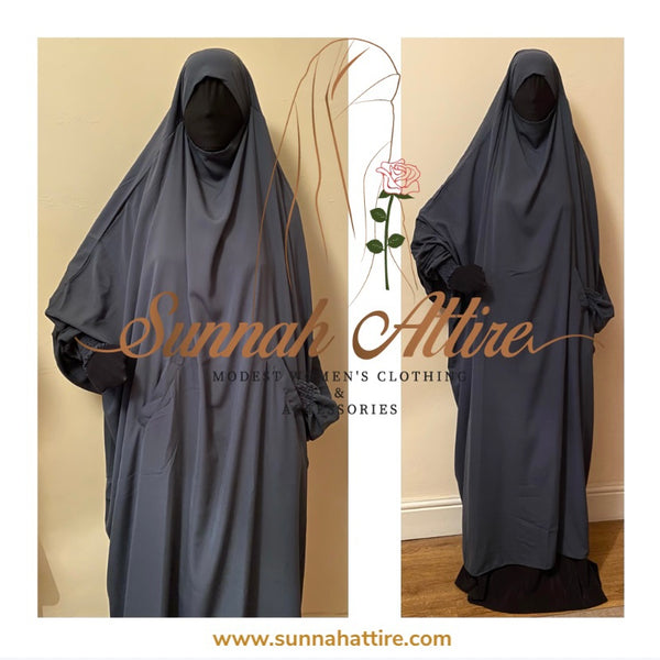 Jilbab | One piece Jilbab | Beryl Teal Jilbab | Jilbab with Pockets | Teal Jilbab